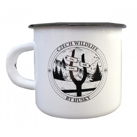 Tasse Husky 400 ml plechový weiß/schwarz Signpost