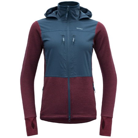 Damen-Softshell-Jacke Devold Herøy Hybrid Merino Jkt Wmn rot/blau Beetroot/Flood