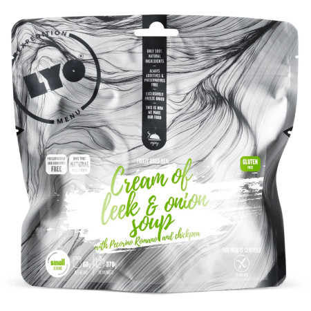 Trekkingnahrung Lyo food Cream of Leek & Onion Soup with Pecorino Romano and Chickpeas