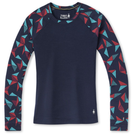 Damen-Funktionsshirt Smartwool W Merino 250 Baselayer Pattern Crew Bxd blau/rot DeepNavyPinwheel