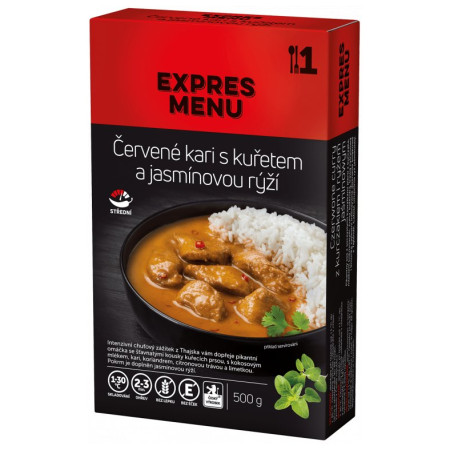 Fertigessen Expres menu Rotes Curry mit Huhn und Jasminreis 500g