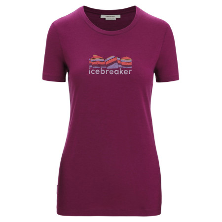 Damen-Funktionsshirt Icebreaker Women Tech Lite II SS Tee Mountain Geology lila Go Berry