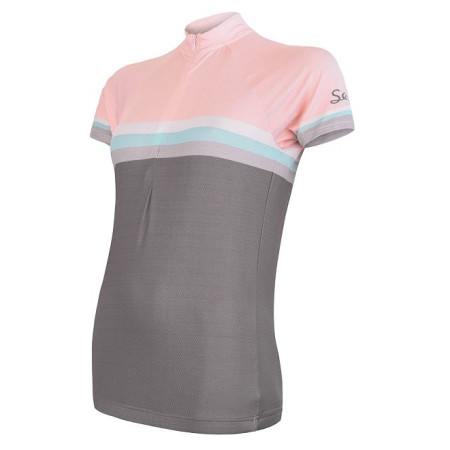 Damen-Radtrikot Sensor Cyklo Summer Stripe grau/rosa Gray/Pink