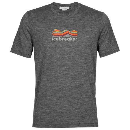 Herren-T-Shirt Icebreaker Tech Lite II SS Tee Mountain Geology grau gritstone heather