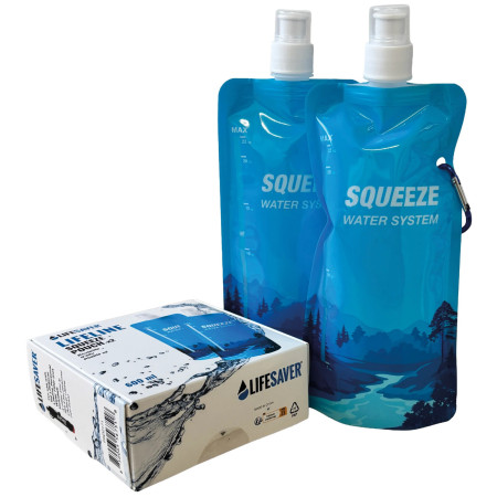 Wasser Faltflasche Lifesaver Squeeze Pouch x2 blau Blue