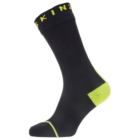 Wasserdichte Socken SealSkinz WP All Weather Mid + Hyd schwarz Black/NeonYellow