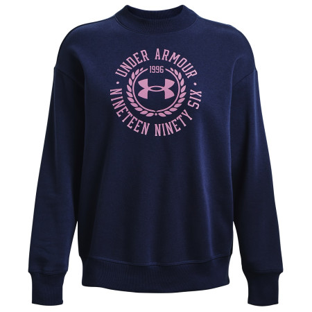 Damen-Sweatshirt Under Armour Rival Fleece Crest Grp Crew dunkelblau Midnight Navy/Jellyfish