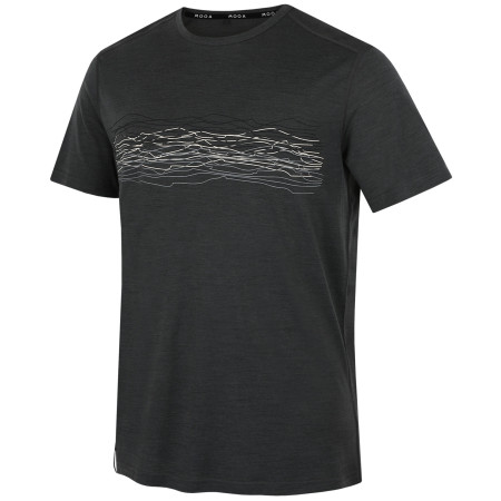 Herren-T-Shirt MOOA Merino Lyolite Waves 150 Short schwarz black melange