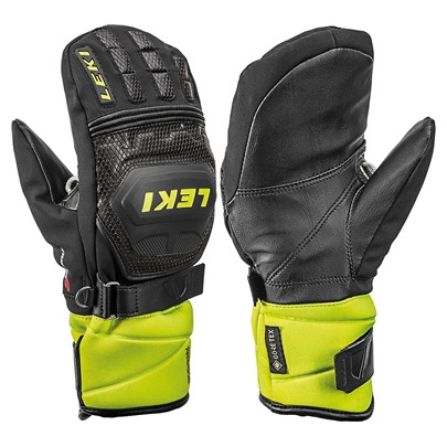 Skihandschuh Leki Worldcup Race Coach Flex S GTX Junior Mitt schwarz/gelb black-ice lemon