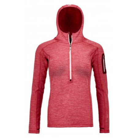 Damen-Sweatshirt Ortovox Fleece Light Melange Zip Neck rot HotCoral