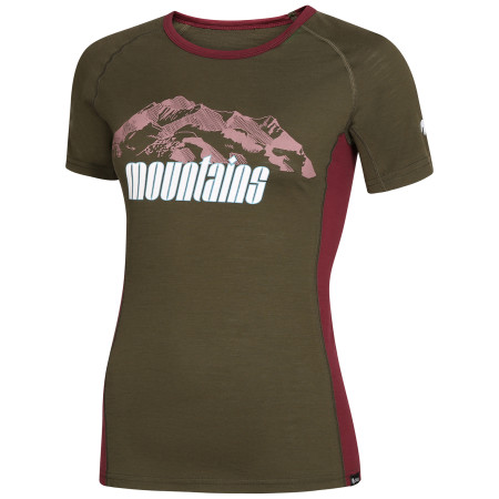 Damen-T-Shirt Zulu Merino Mountains 160 Short Block grün Olive