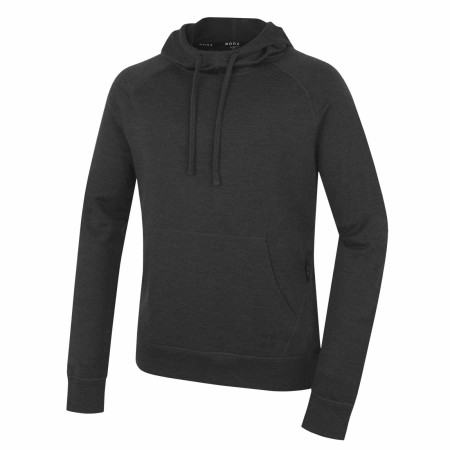 Herren-Sweatshirt MOOA Merino Hoodie schwarz black melange