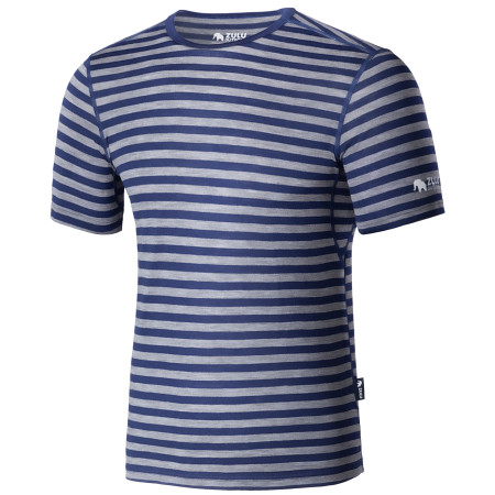 Herren-T-Shirt Zulu Merino 160 Short Stripes blau/grau narrow stripes blue-grey/navy
