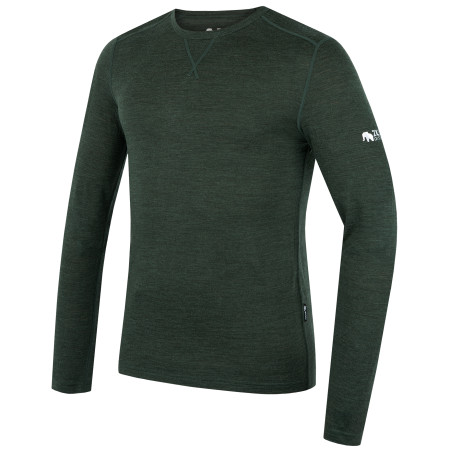 Herren-T-Shirt Zulu Merino 160 Long dunkelgrün dark green melange