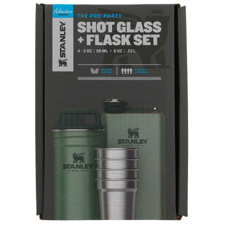 Geschenkset Stanley Plazatka 230ml + 4 Stück Schnapsglas grün Green