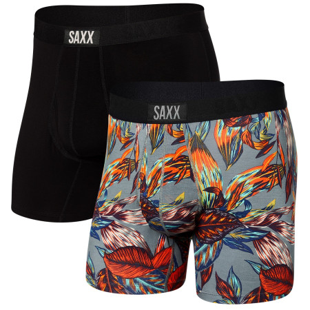 Boxershorts Saxx Ultra Super Soft Boxer BF 2Pk grau ExoticLeaves/Black