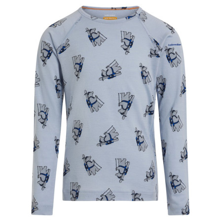 Kinder-Funktionsshirt Icebreaker Kids M 200 Oasis LS Crewe Bear Tour AOP hellblau Zinc Blue/Aop