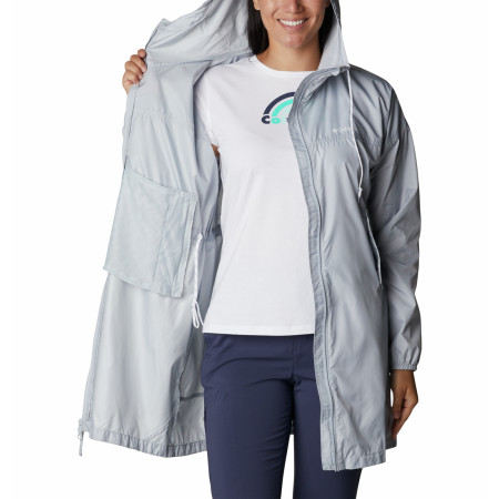 Damen-Windjacke Columbia Flash Challenger Long Windbreaker hellgrau Cirrus Grey