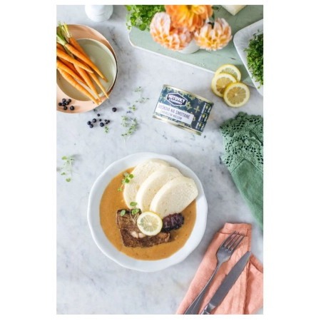 Fertigessen Hotovky z plechovky Lendenbraten in Rahmsoße 800g
