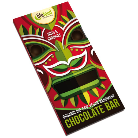 Schokolade Lifefood BIO RAW mit Nussstücken und Kirschen 70 g