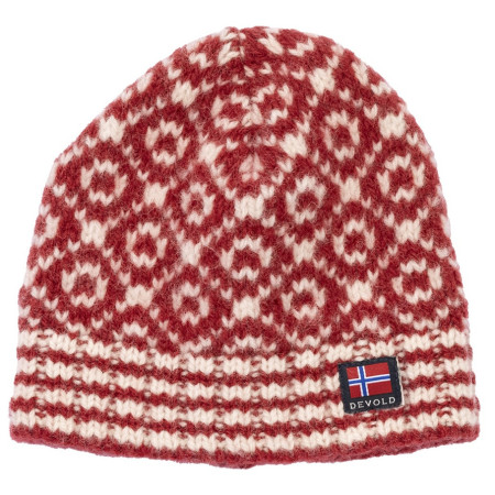Wintermütze Devold Svalbard Wool Beanie rot/weiß HINDBERRY/OFFWHITE