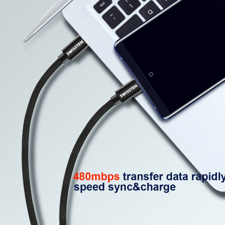 Lade- und Datenkabel Swissten Textile USB-C / USB-C 1,2 m