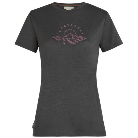 Damen-Funktionsshirt Icebreaker W Mer 150 Tech Lite SS Tee Sunrise Sumit grau/rosa Obsidian