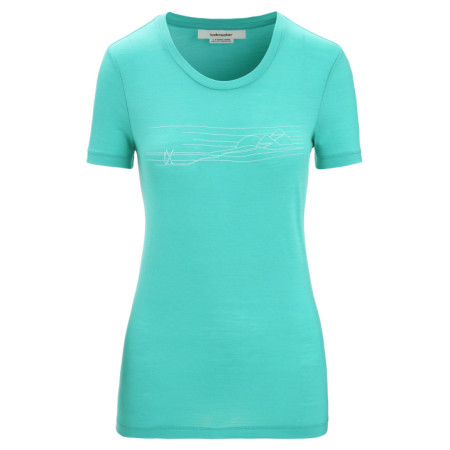 Damen-T-Shirt Icebreaker Tech Lite II SS Tee Ski Stripes hellgrün Fresh