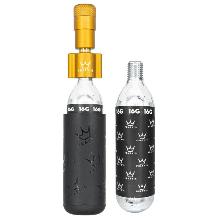 Handpumpe Peaty´s Holeshot Co2 Pumpa + Bombičky 2 Ks - Road & Gravel gelb Bourbon