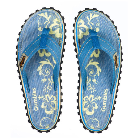 Kinder Flip-Flops Gumbies Islander Denim Hibiscus blau DenimHibiscus