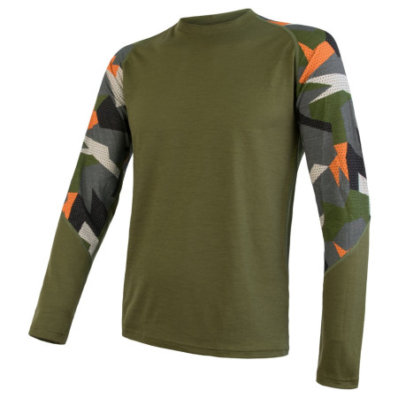 Herren-Funktionsshirt Sensor Merino Impress Langarm grün Safari/Camo