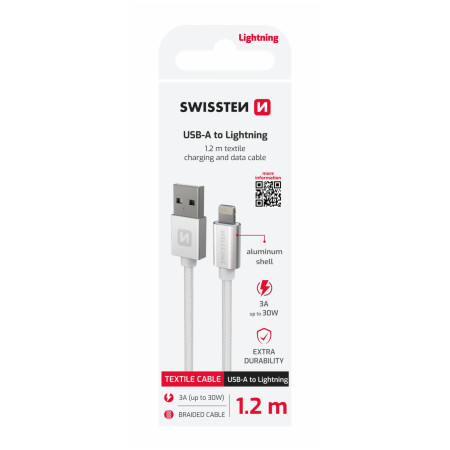 Lade- und Datenkabel Swissten Textile USB / Lightning 1,2 m