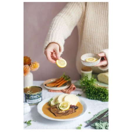 Fertigessen Hotovky z plechovky Lendenbraten in Rahmsoße 800g