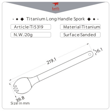 Löffel Keith Titanium Long Handle Spork