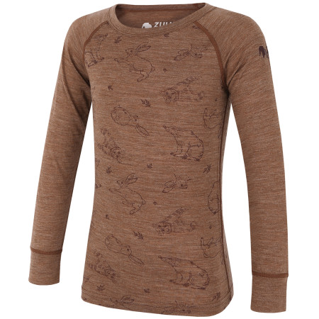 Kinder-T-Shirt Zulu Merino Woody 160 Long braun brown