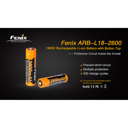 Wiederaufladbare Batterien Fenix 18650 2600 mAh (Li-Ion)