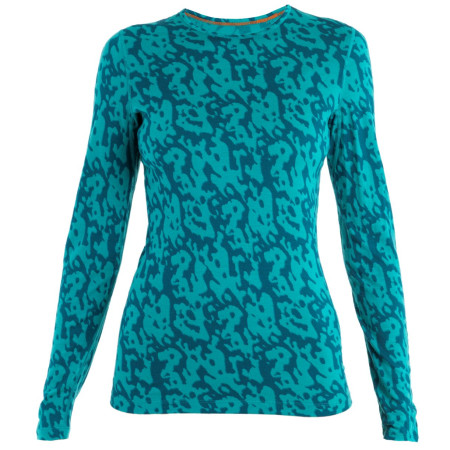Damen-Funktionsshirt Icebreaker W Mer 200 Oasis LS Crewe Macro Camo grün Flux Green/Dk Flux/Aop