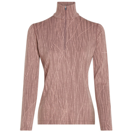 Damen-Funktionsshirt Icebreaker Women Merino 260 Tech Vertex LS Half Zip Delta Lines AOP braun Summit/Blush/J