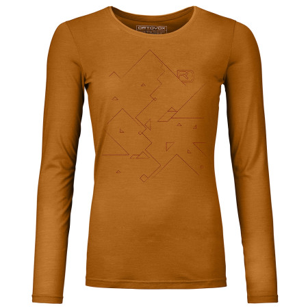 Damen-T-Shirt Ortovox 185 Merino Tangram Ls W orange sly fox