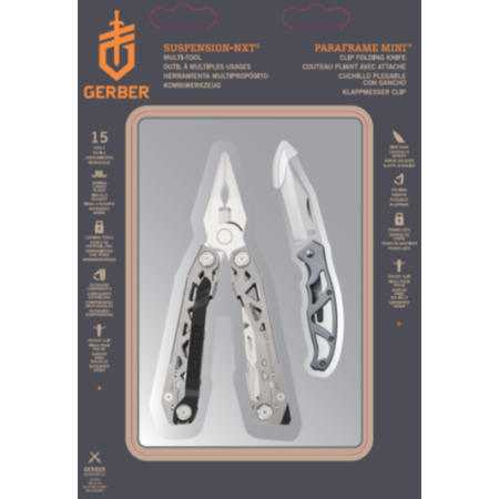 Geschenkset Multitool Gerber Suspension NXT+Mini Paraframe