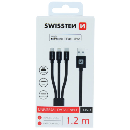 Lade- und Datenkabel Swissten TEXTILE 3in1