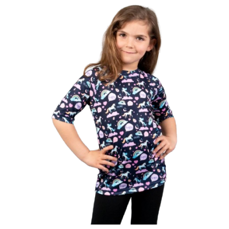 Kinder-Funktionsshirt Drexiss All Moon Unicorns Coolmax blau/rosa