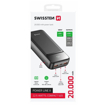Powerbank Swissten Power Line II 20000 mAh