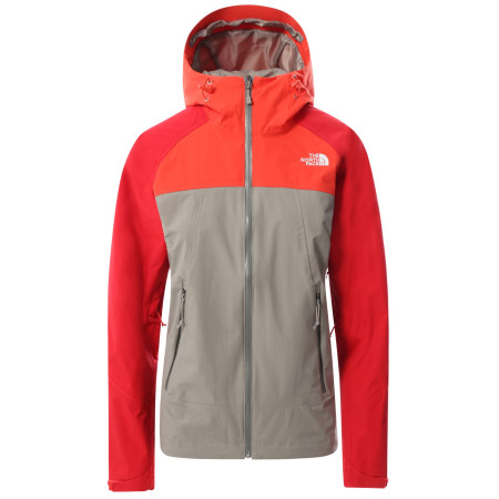 Damenjacke The North Face Stratos grau/rot Mineralgry/Flare/Horiznrd