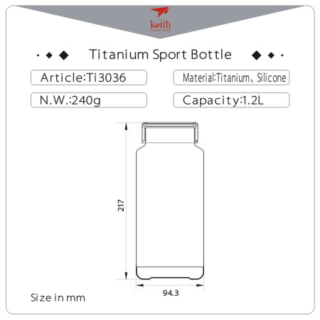 Flasche Keith Titanium Titanium Sport Bottle 1,2 l