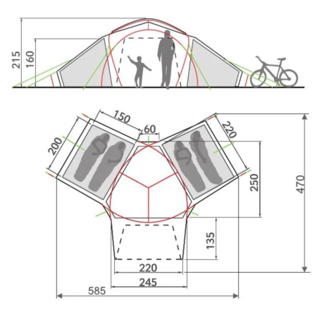 Familienzelt für 4 Personen Vaude Badawi 4P