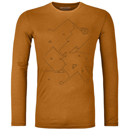 Herren-T-Shirt Ortovox 185 Merino Tangram Ls M orange sly fox