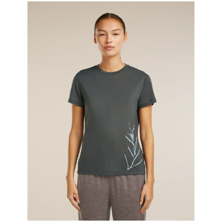 Damen-Funktionsshirt Icebreaker Merino Blend Core SS Tee Panax grau OBSIDIAN