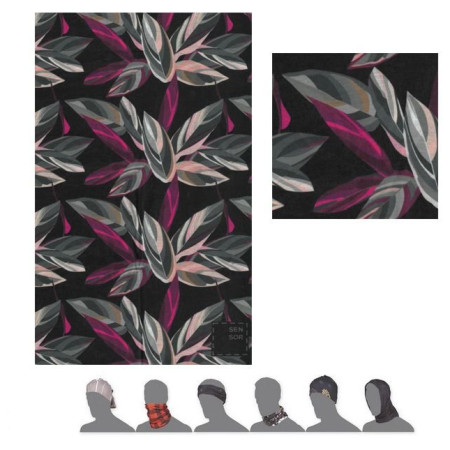 Multifunktionstuch Sensor Tube Leaves schwarz