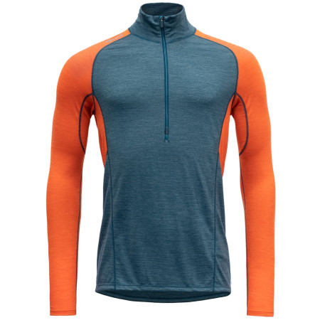 Herren-Funktionsshirt Devold Running Merino 130 Zip Neck Man blau/orange Pond
